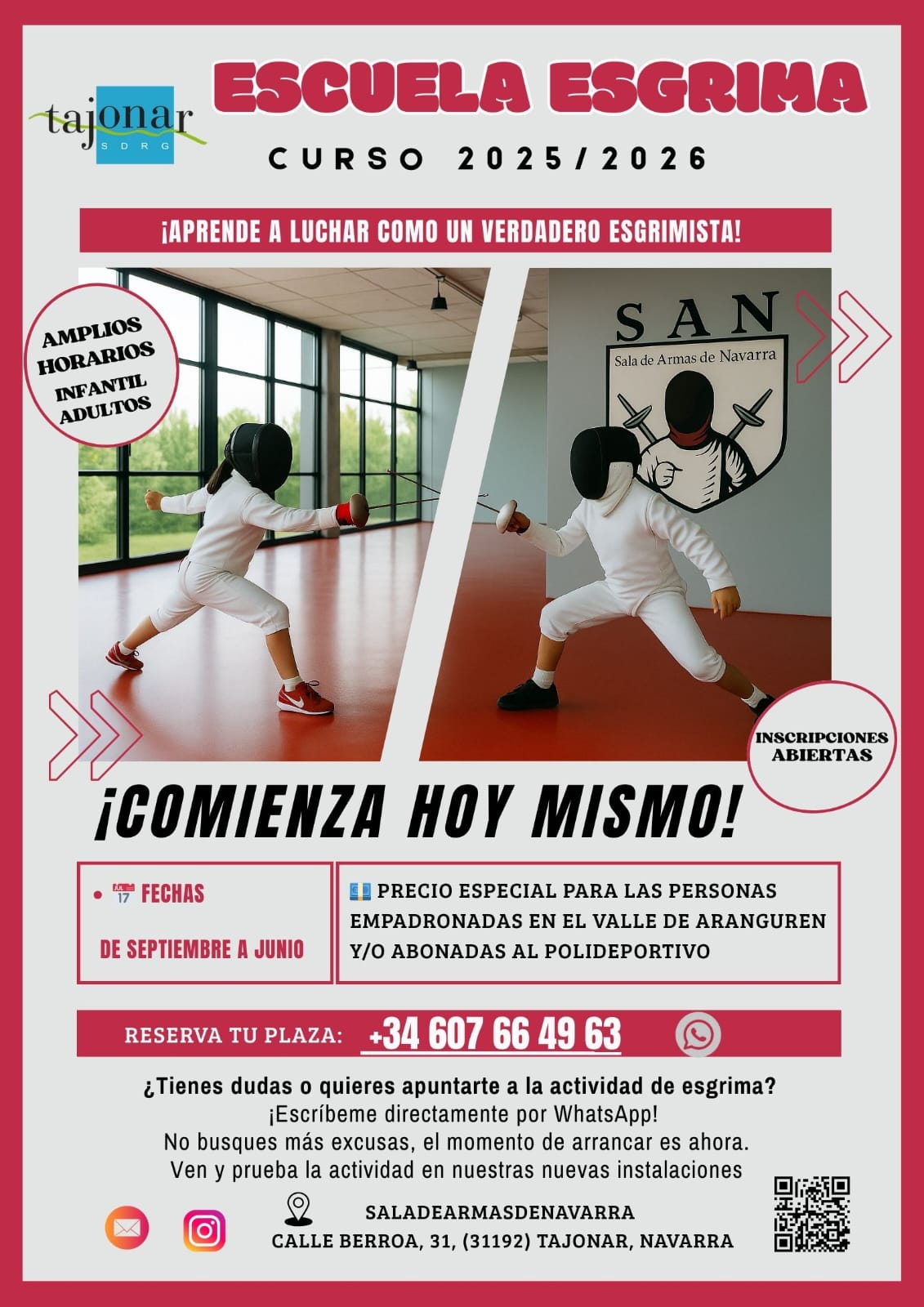 Curso 2025-2026 Sala de Armas de Navarra (Tajonar)